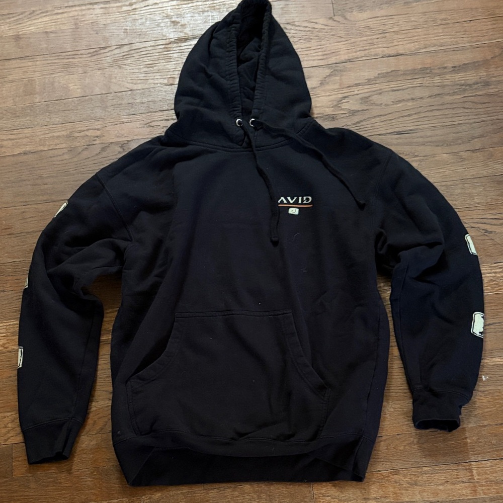 AVID Men's Black Pullover Hoodie - Classic Fleece Sweatshirt